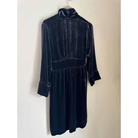 Soft Surroundings Silk Velvet Robe Navy Small, Vintage Style - Picture 6 of 7